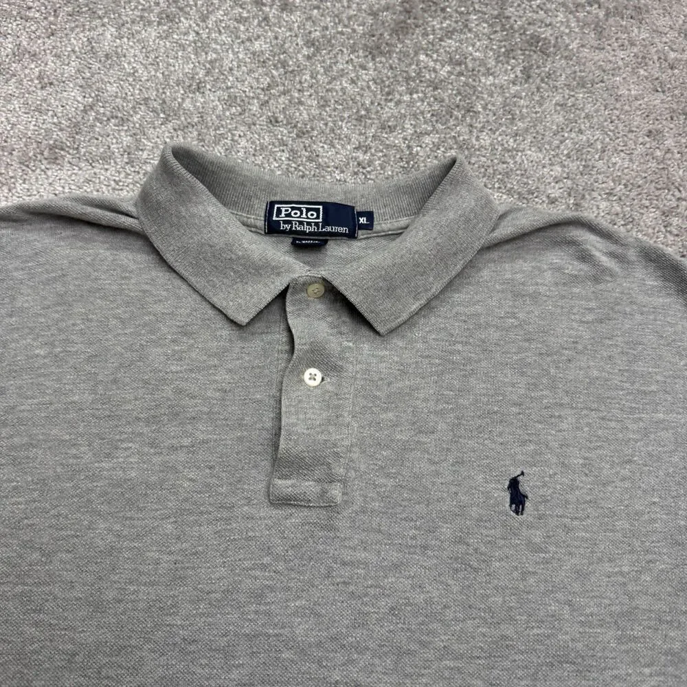 Polo Ralph Lauren Cotton Polo Shirt Mens XL Gray Short Sleeve Classic Preppy Top